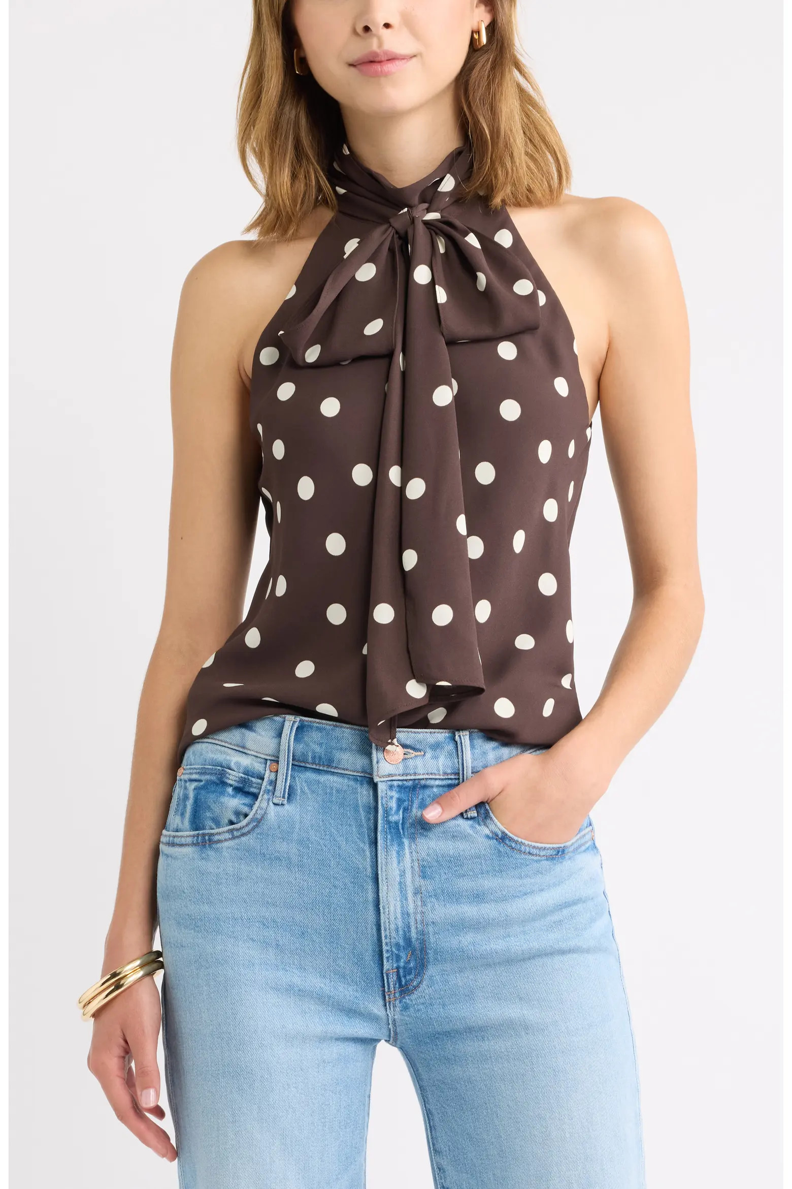 Open Edit Scarf Detail Sleeveless Mock Neck Top (Women) | Nordstrom | Nordstrom