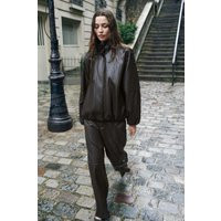 Zara - Faux Leather High-Neck Jacket - Dark Brown - S - Woman | Zara UK