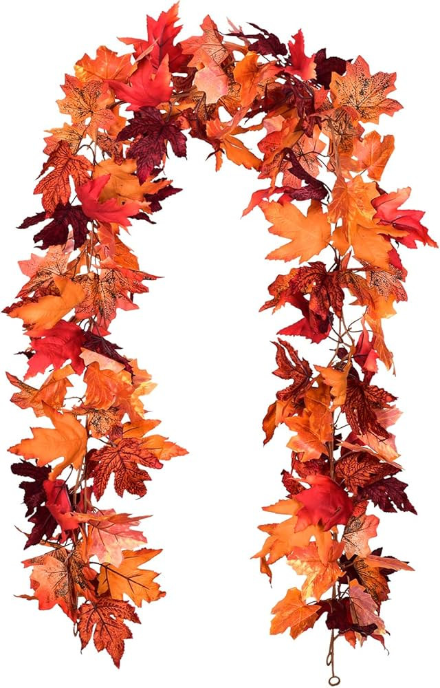 Artiflr 2 Pack Fall Maple Leaf Garland Artificial Maple Garland, Autumn Hanging Fall Leave Vines ... | Amazon (US)