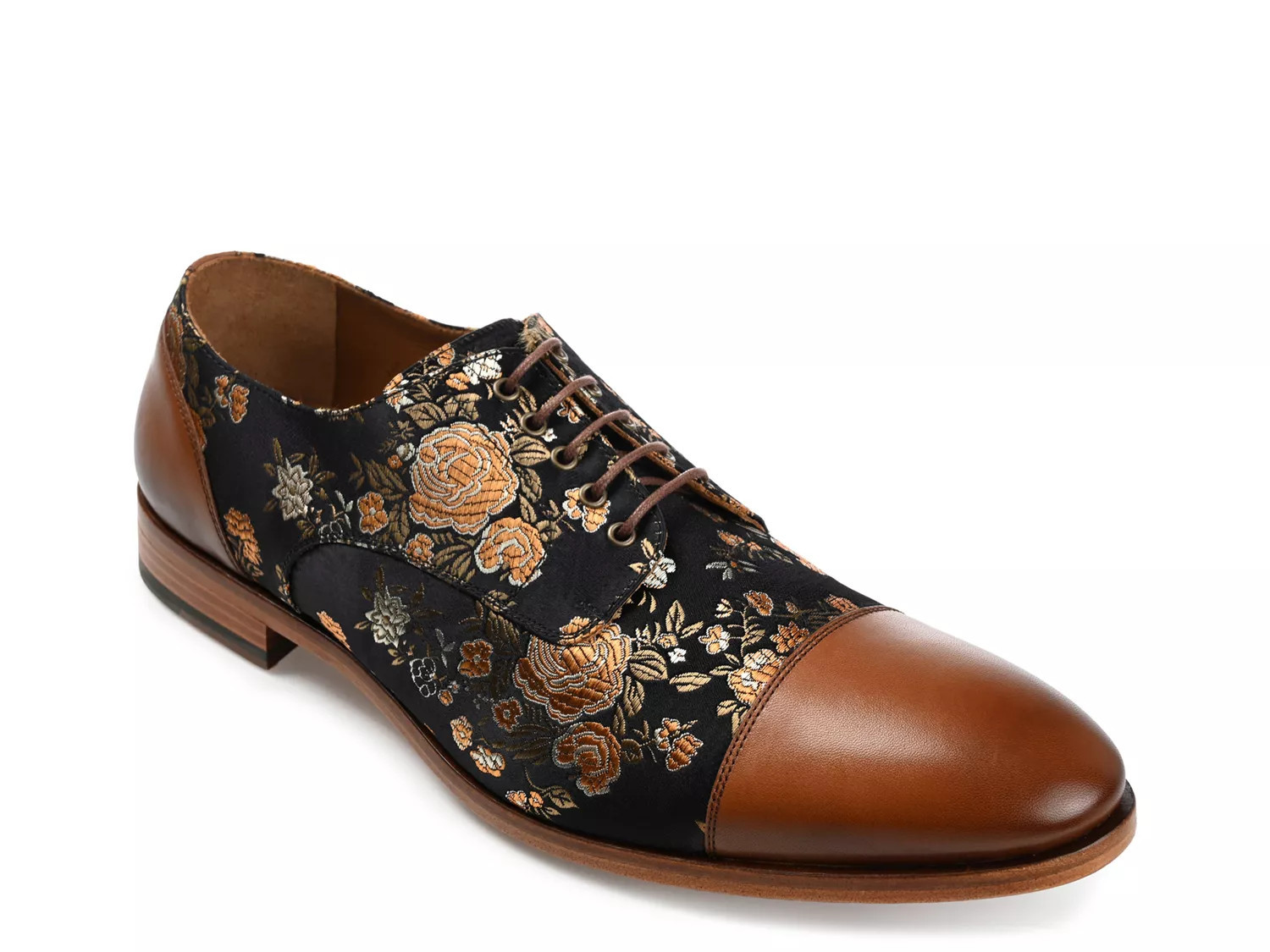 TAFT Jack Oxford | Men's | Eden Brown/Black Floral Print | Size 9.5 | Oxfords | Cap Toe | DSW