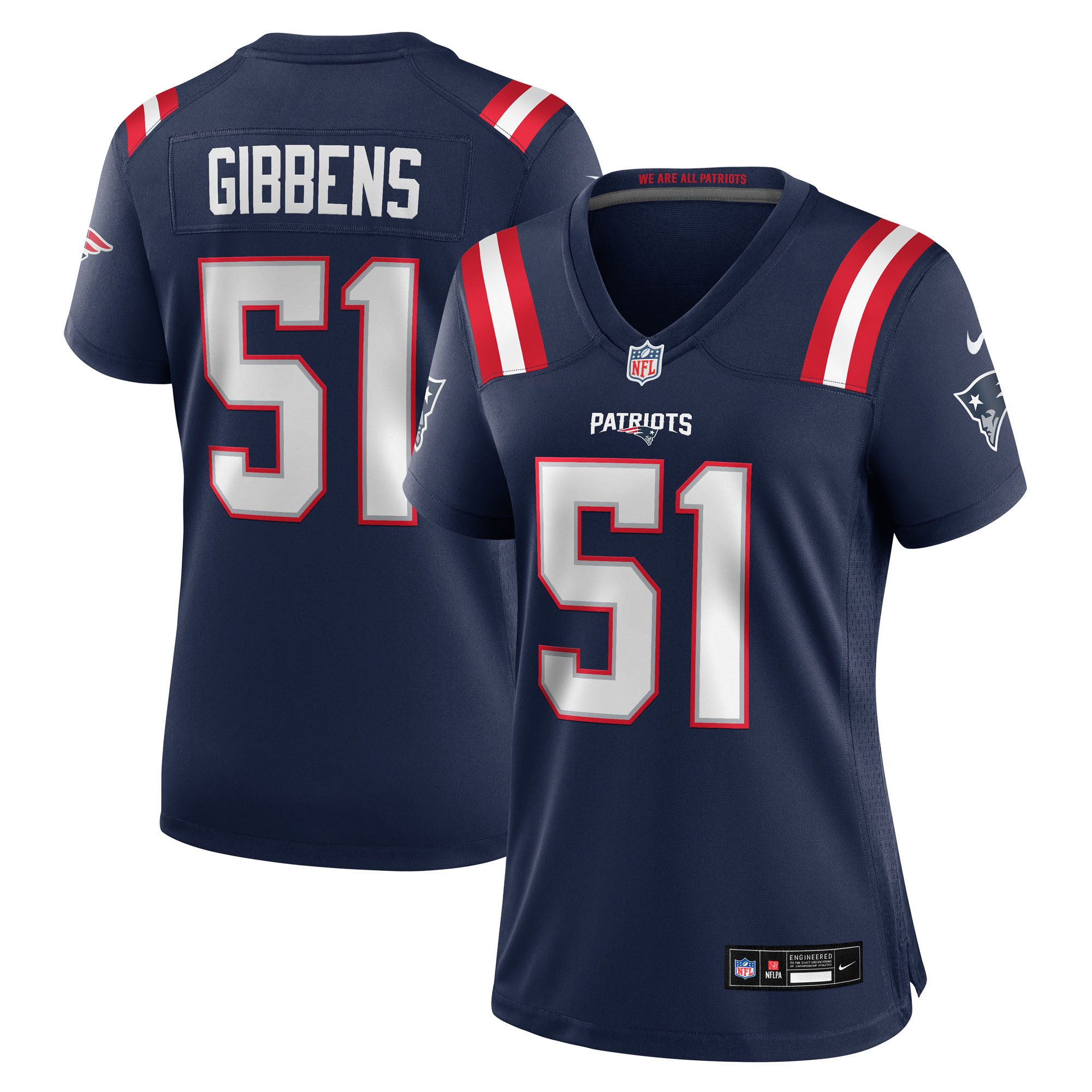 Women's Nike Jack Gibbens Navy New England Patriots Team Game Jersey | Fanatics