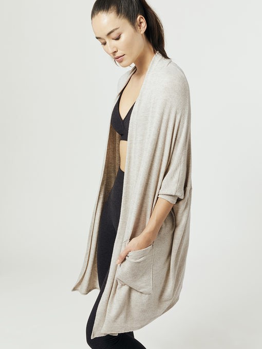 Brushed Up Easy Rider Origami Cardigan Jacket in Oatmeal Heather | Carbon38
