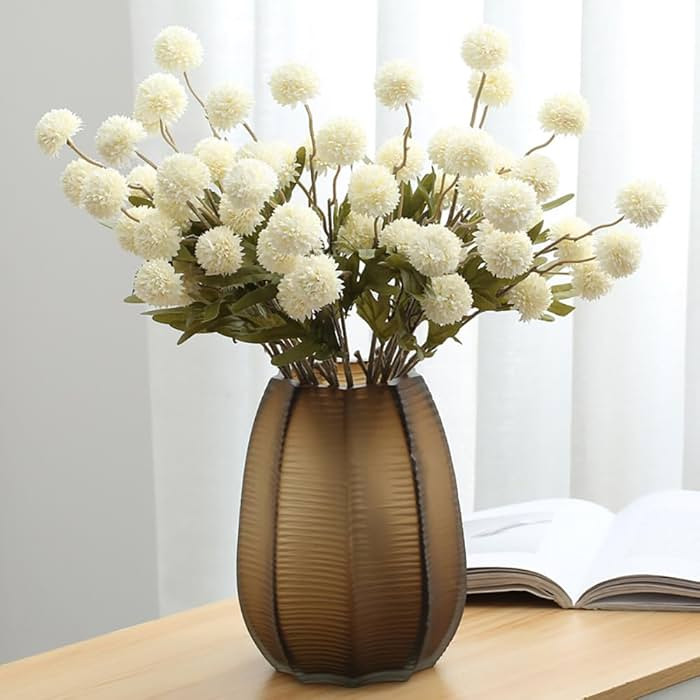 Pompon Mum Artificial Flower, 8pcs Stems Faux Silk Mini Chrysanth, Bulk Fake Wedding Filler Flowe... | Amazon (US)