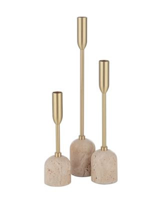 Ren Wil Vesta Tapered Candle Holder, Set of 3 - Satin Brass | Macy's