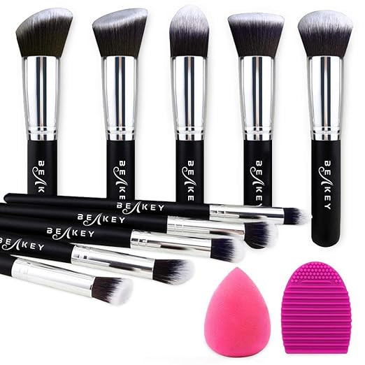 BEAKEY Makeup Brush Set, Premium Synthetic Kabuki Foundation Face Powder Blush Eyeshadow Brushes ... | Amazon (US)