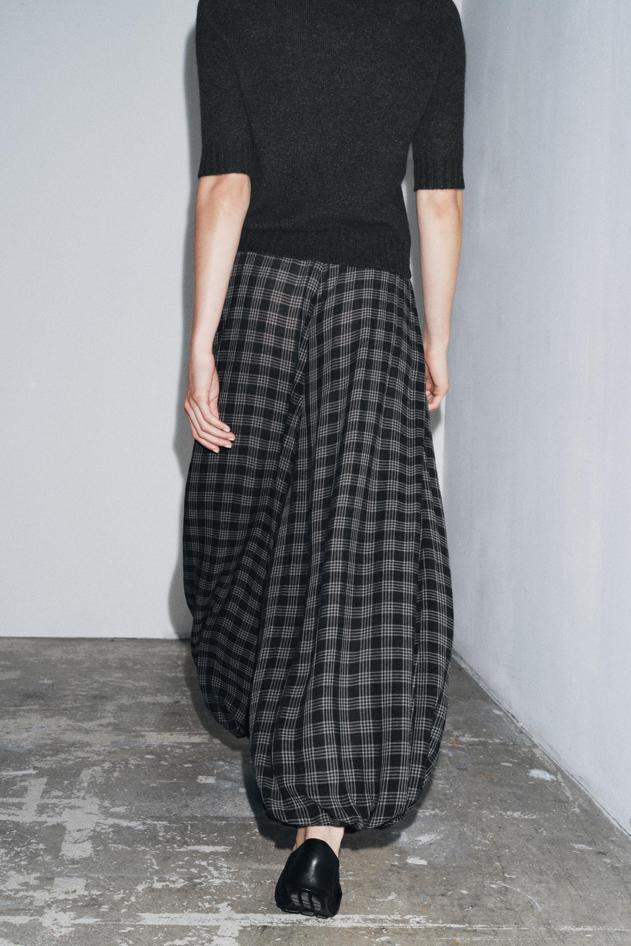 PLAID BALLOON PANTS ZW COLLECTION | Zara US