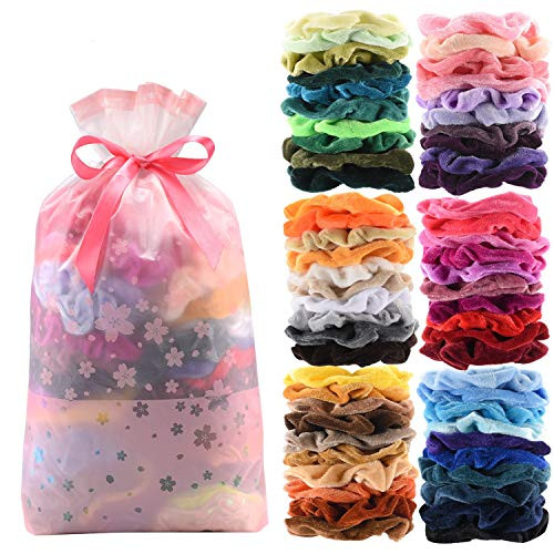 60 Pcs Premium Velvet Hair Scrunchies Hair Bands for Women or Girls Hair Accessories with Gift Bag,G | Amazon (US)
