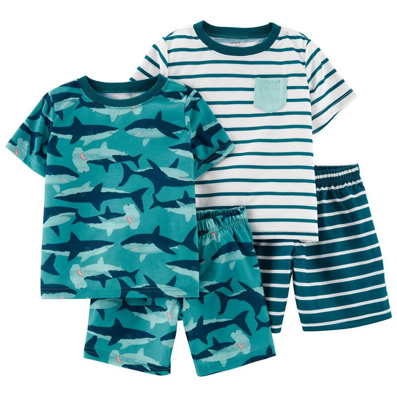 4-Piece Shark Loose Fit Poly PJs | Carter's