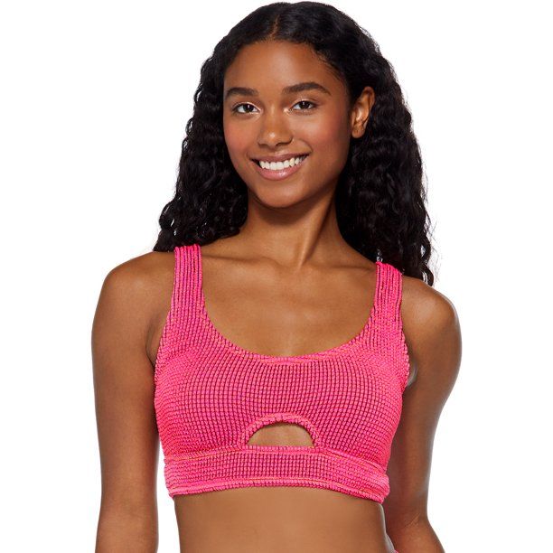 No Boundaries Juniors Multi Lurex Popcorn Cutout Swim Top | Walmart (US)