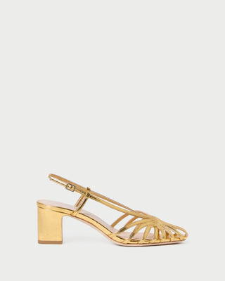 Priscilla Gold Lattice Heeled Sandal | Loeffler Randall
