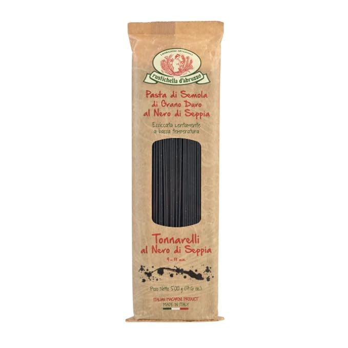Rustichella d'Abruzzo Tonnarelli with Squid Ink, Long Italian Pasta with Cuttlefish, Ideal for Sh... | Amazon (US)