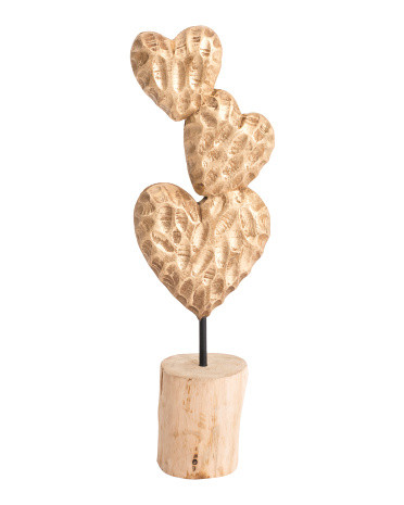 3 Chiseled Hearts On Wood Stand | Global Home | Marshalls | Marshalls