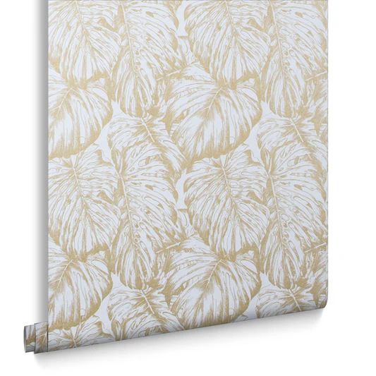 Tropical Wallpaper in Pearl and Gold from the Exclusives Collection by Graham & Brown | Burke Decor