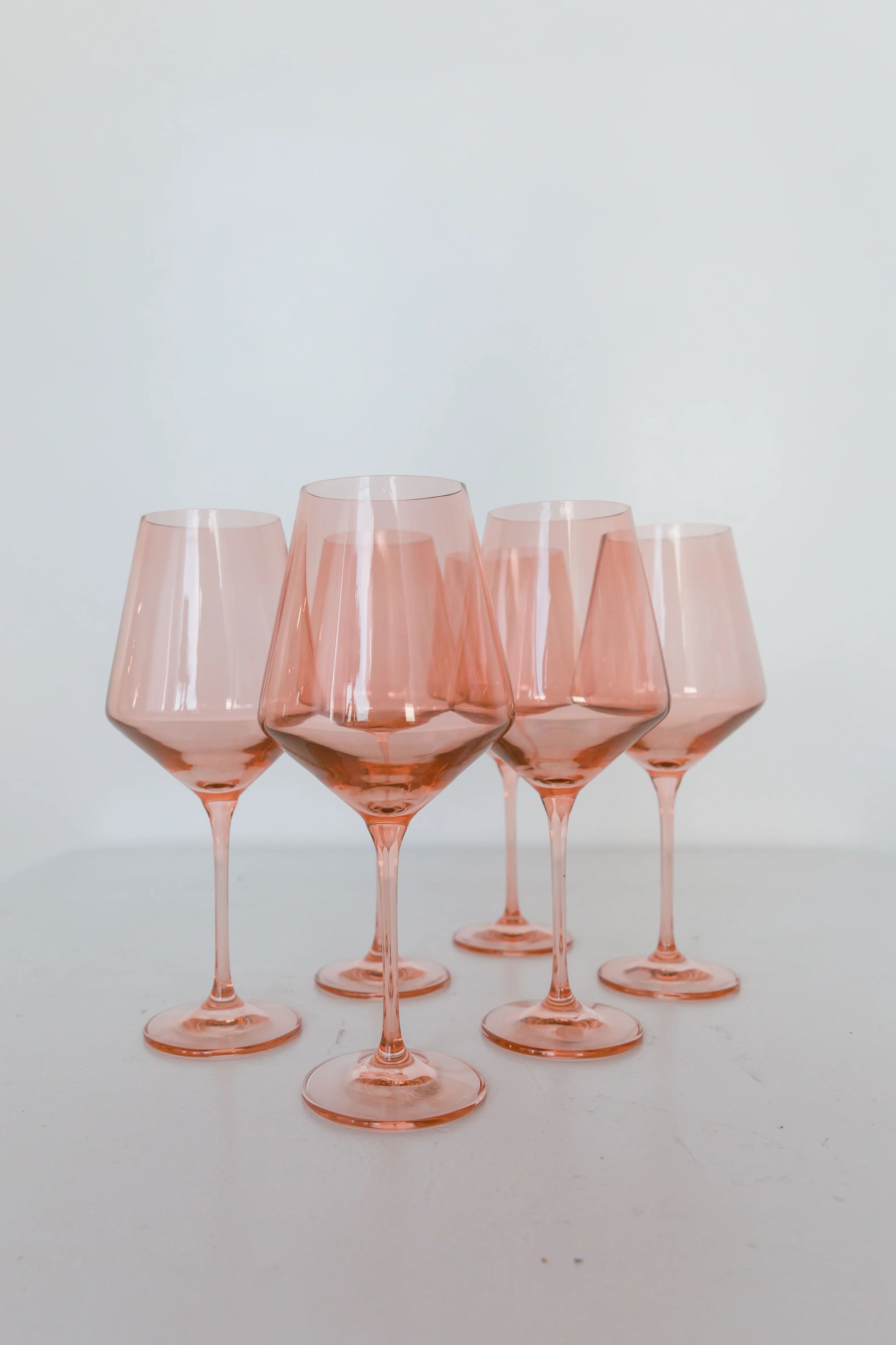 Estelle Colored Wine Stemware - Set of 6 {Blush Pink} | Estelle Colored Glass