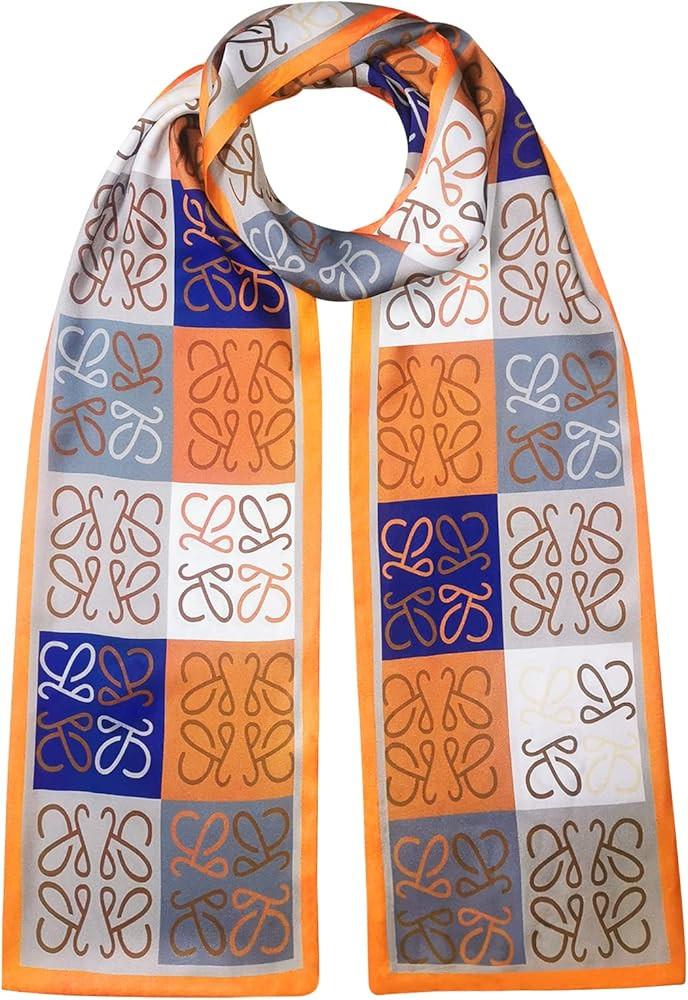 EXTREE Satin Scarf Mulberry Silk Printed Head Wrap Hair Band 7"" x 59"" | Amazon (US)