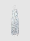 Reiss White Sophia Floral Print Halter Neck Midi Dress | Reiss UK