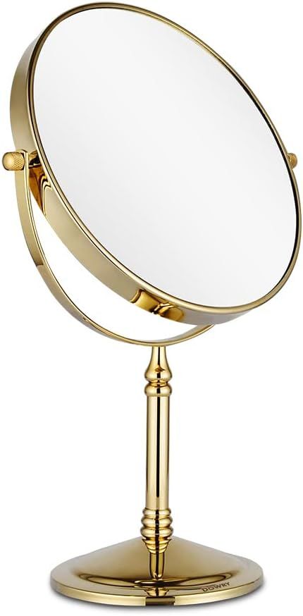 DOWRY Makeup Mirror 10x Magnification Vanity Mirror Tabletop Two-Sided Swivel Gold Finish | Amazon (US)