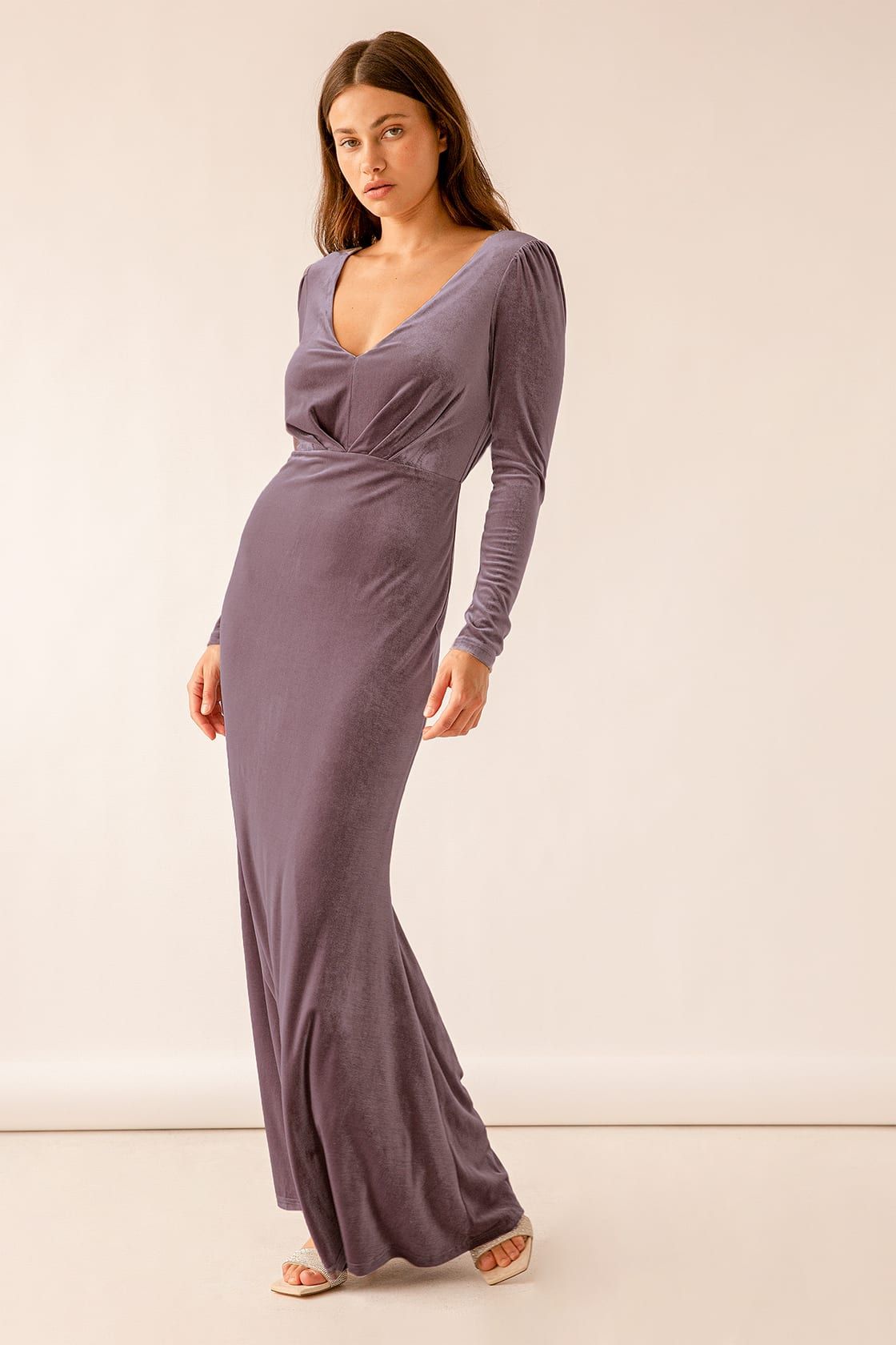 Always Elegant Dusty Purple Velvet Long Sleeve Maxi Dress | Lulus (US)
