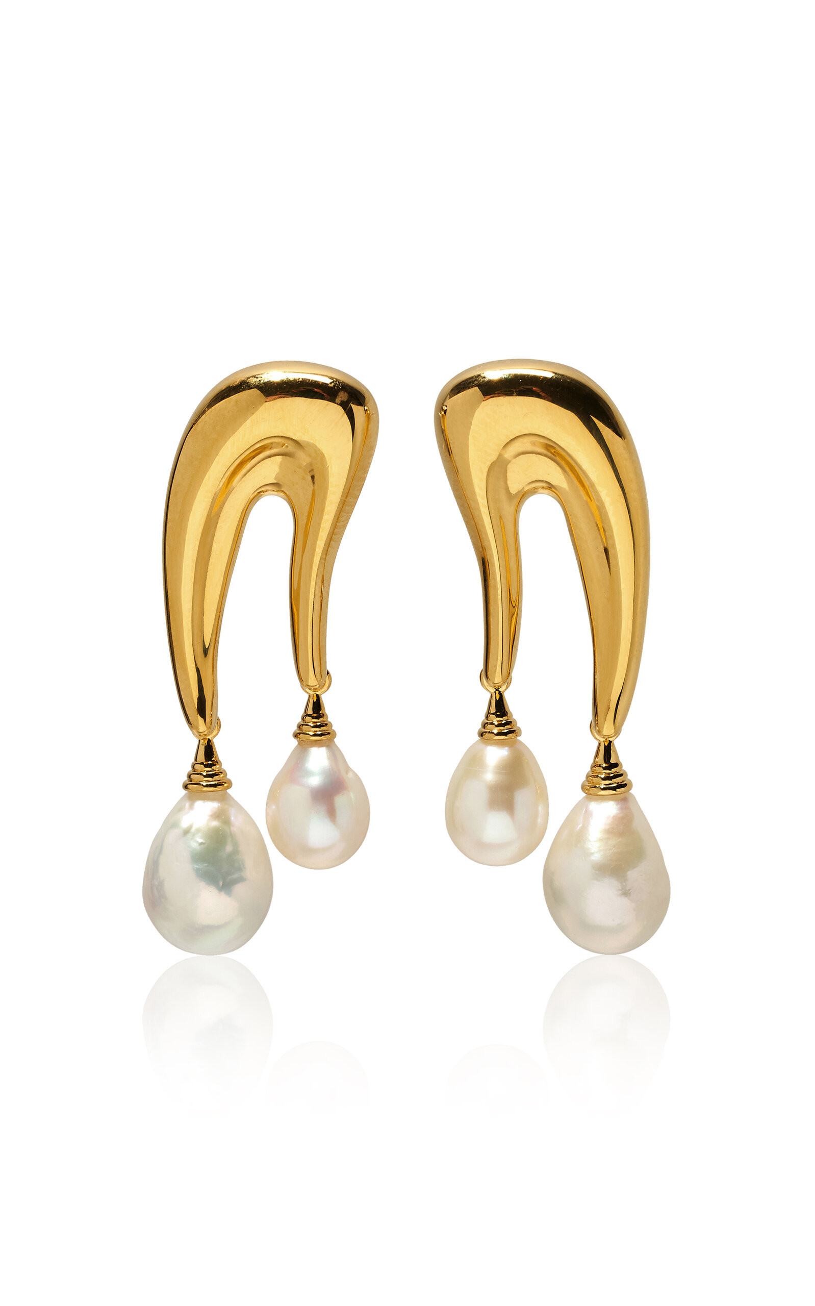 Sculptural Gold-Plated Brass Pearl Earrings | Moda Operandi (Global)