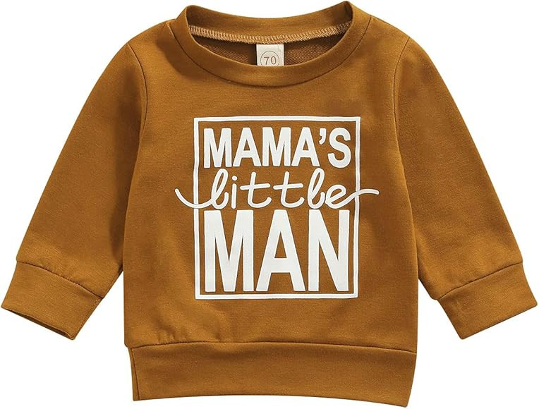Toddler Baby Boy Girl Crewneck Sweatshirt Mama's Little Man Long Sleeve Pullover Top Infant Casual F | Amazon (US)