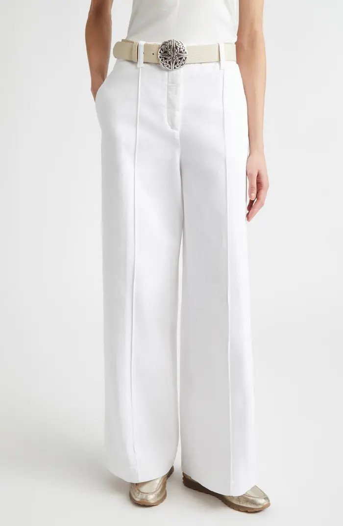 Cotton Stretch Twill Wide Flare Leg Trousers | Nordstrom