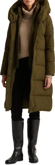 Lauren Ralph Lauren Pillow Collar Hooded Down & Feather Puffer Coat | Nordstrom | Nordstrom