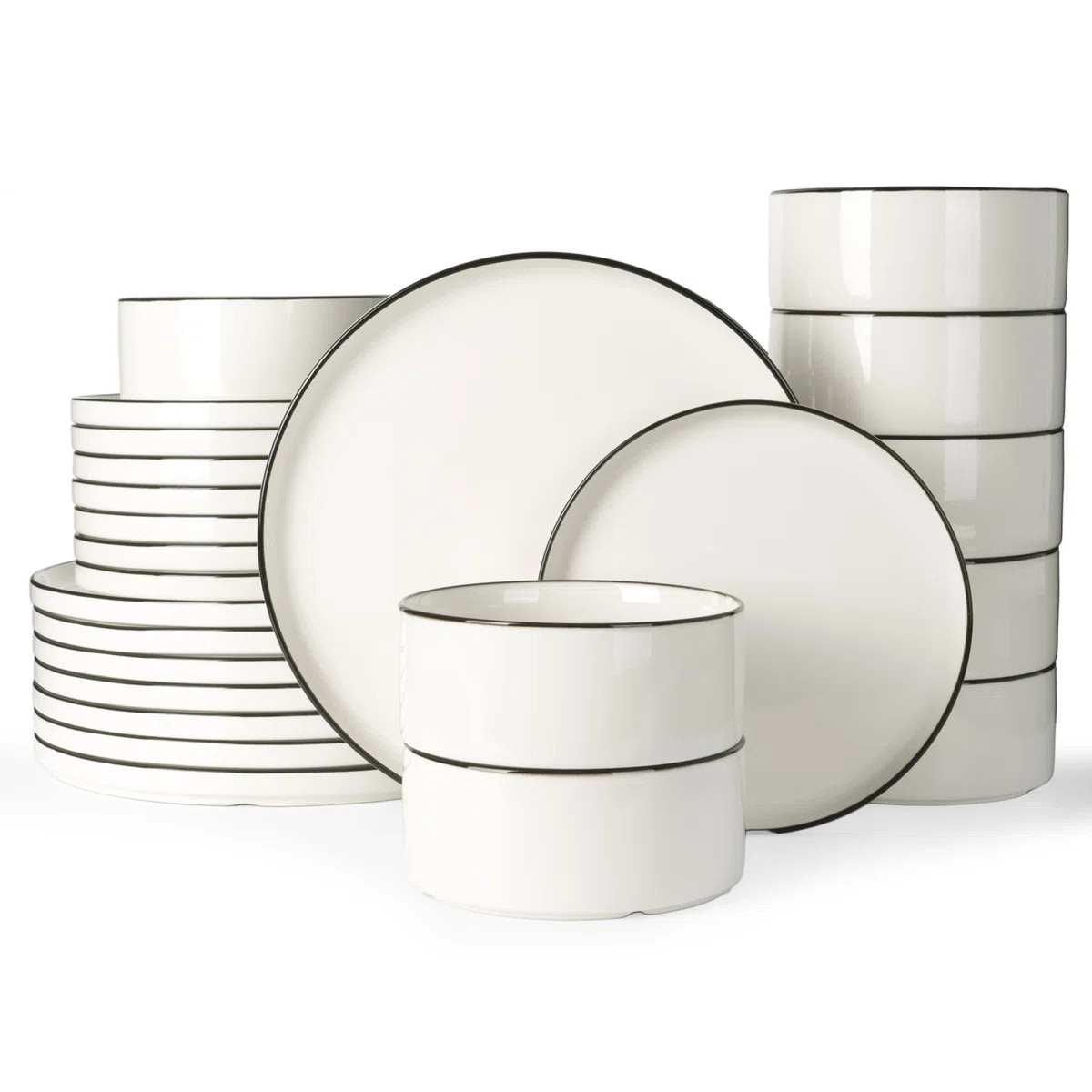 Jade Plates And Bowls Sets, 24 Piece Dinnerware Sets,Set For 8, White | Wayfair North America