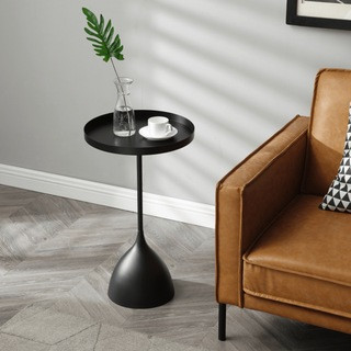 Harrison Round 40cm Side Table Black Metal Top & Pedestal Base | MyDeal - AU