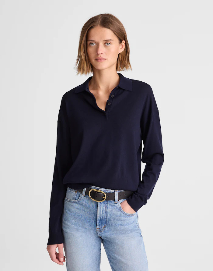 Drop-Shoulder Polo Sweater in Merino Wool | Madewell
