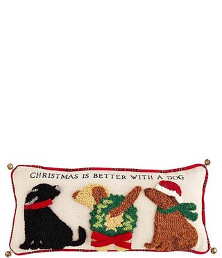 Holiday Collection Christmas is Better with a Dog Hooked Wool Pillow | Dillard's