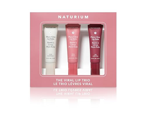 Naturium The Viral Lip Trio - Phyto-Glow Lip Balm With Shea Butter & Squalane, Sheer Tinted Colour, Clear, Petal, Jam, 3 x 10 ml | Amazon (US)