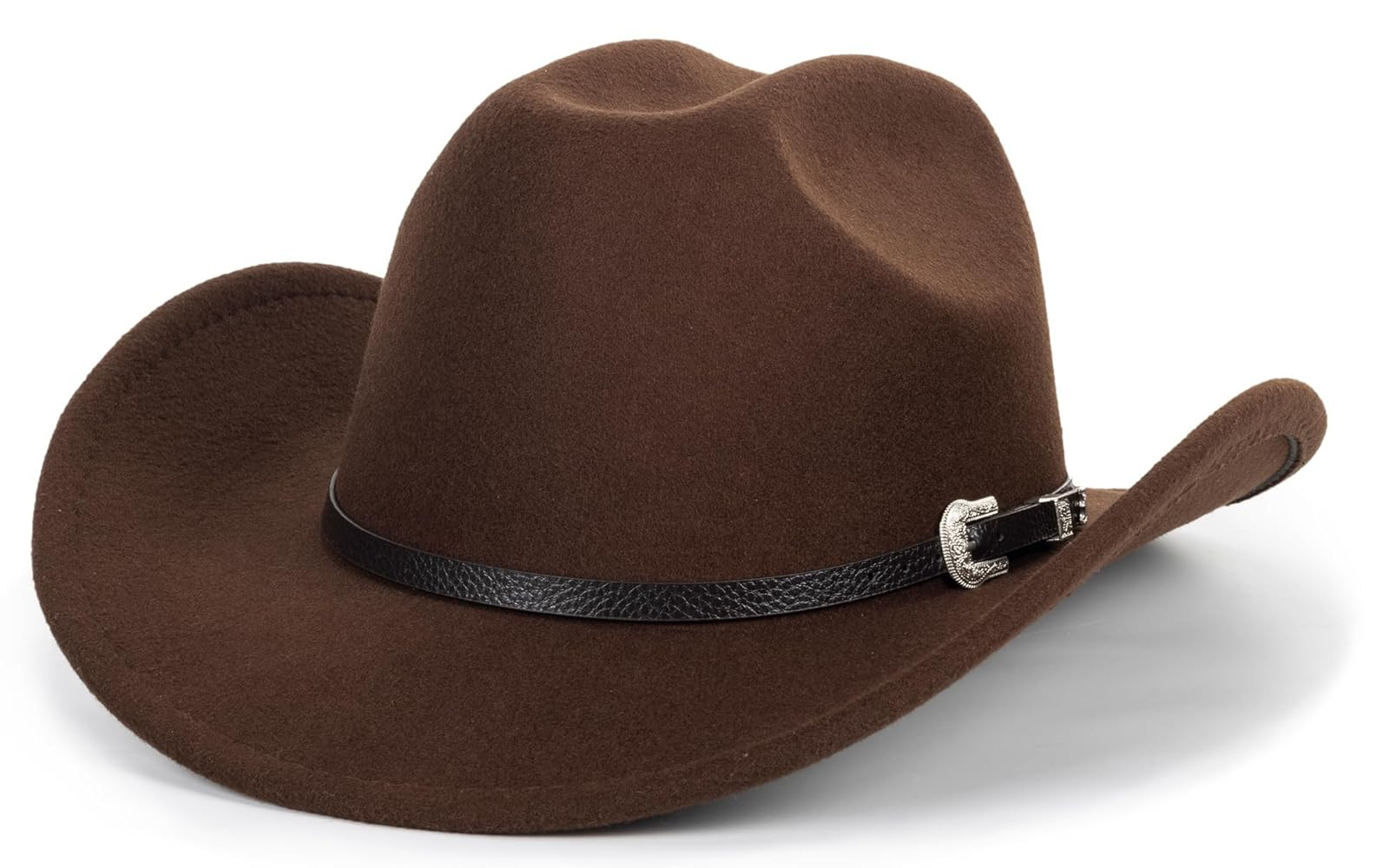 Western Cowboy Hat for Men Women Classic Roll Up Fedora Hat with Buckle Belt(Size:S-M) | Amazon (US)
