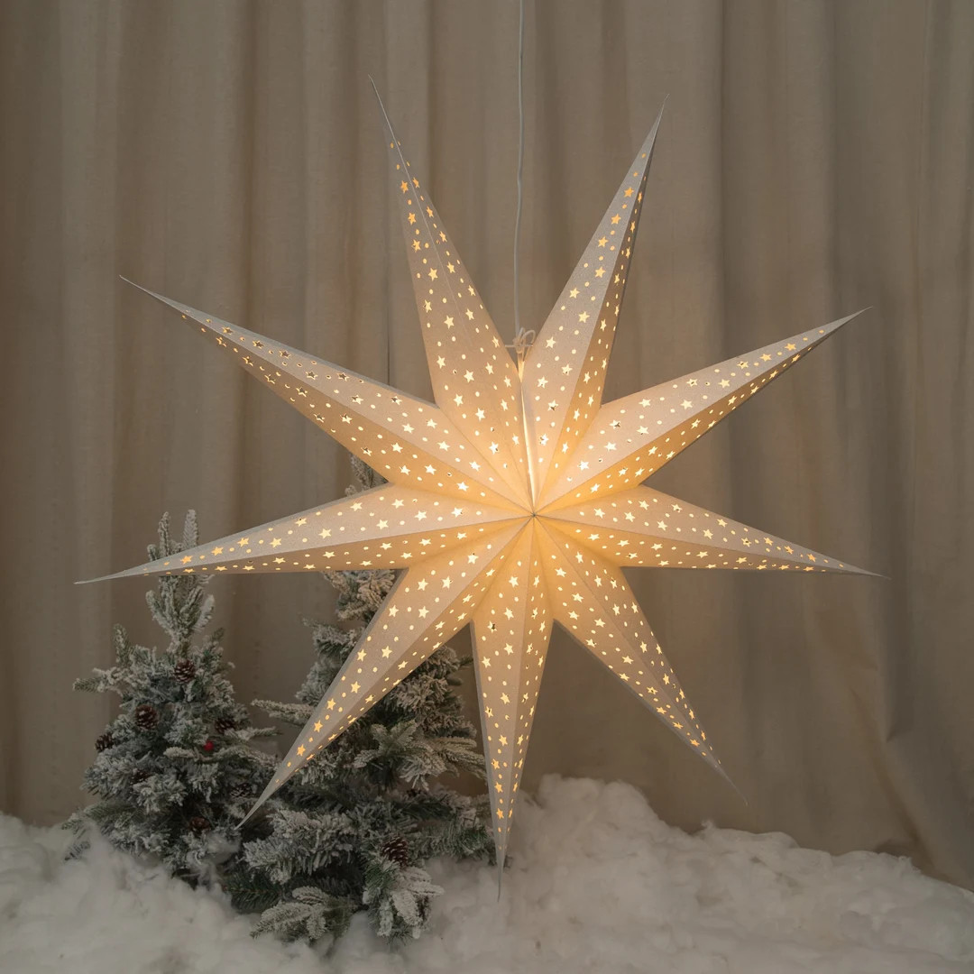 Larger Paper Star Lanterns , Gold& Silver Hanging Star Lights , Wedding Decor ,Power Cord Not Inc... | Etsy (US)