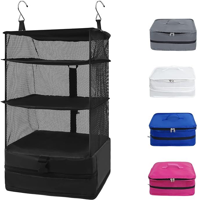Twira Portable Hanging Travel Shelves Bags, Suitcase Organizer for Travel, Carry-On Closet Insert... | Amazon (US)