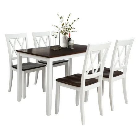 Clearance!White Dining Table Set for 4, Modern 5 Piece Dining Room Table Sets with Chairs, Heavy Dut | Walmart (US)