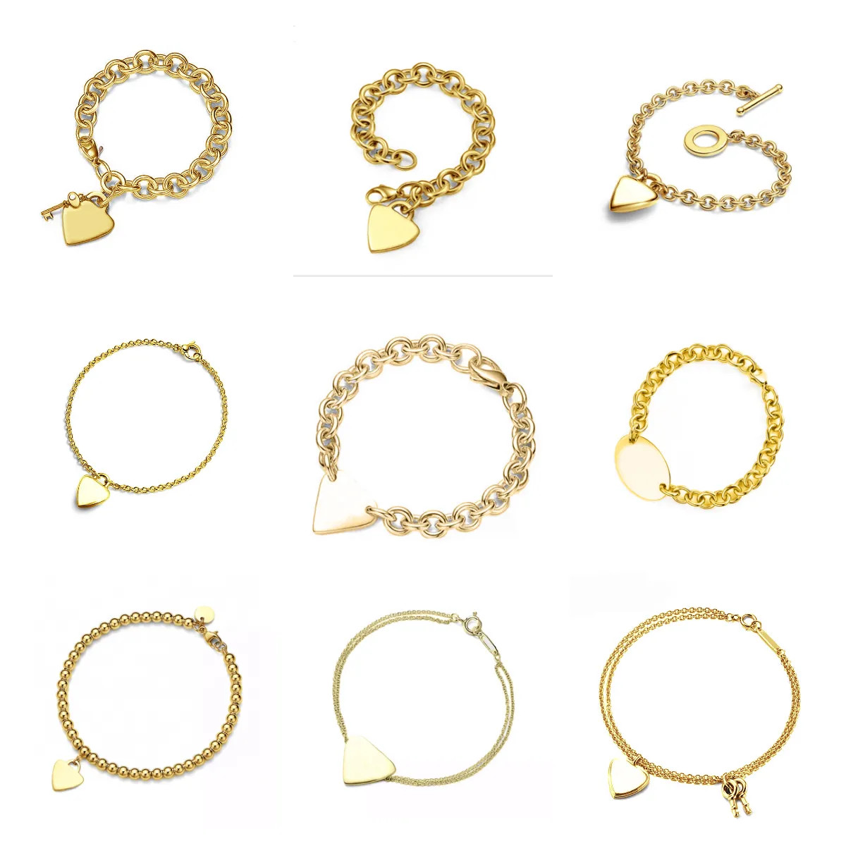 Save Big on Bulk 8 Chain Necklace Have Heart Bracelet Jewlery Designer For Women Gold Bracelet 18... | DHGate