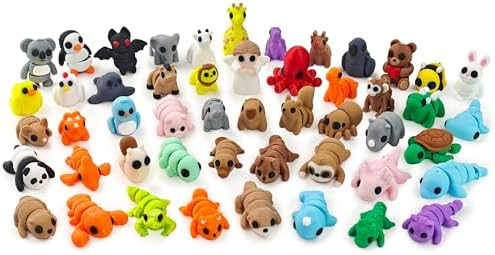 50 pcs Animal Figurines, 3D Printed Animal Figurines Set, Articulated, Party Favors, Pocket Fidge... | Amazon (US)