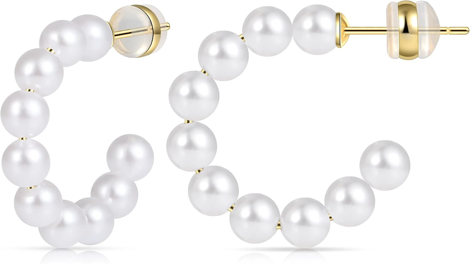 Gacimy Pearl Hoop Earrings for Women with 925 Sterling Silver Post | Amazon (US)