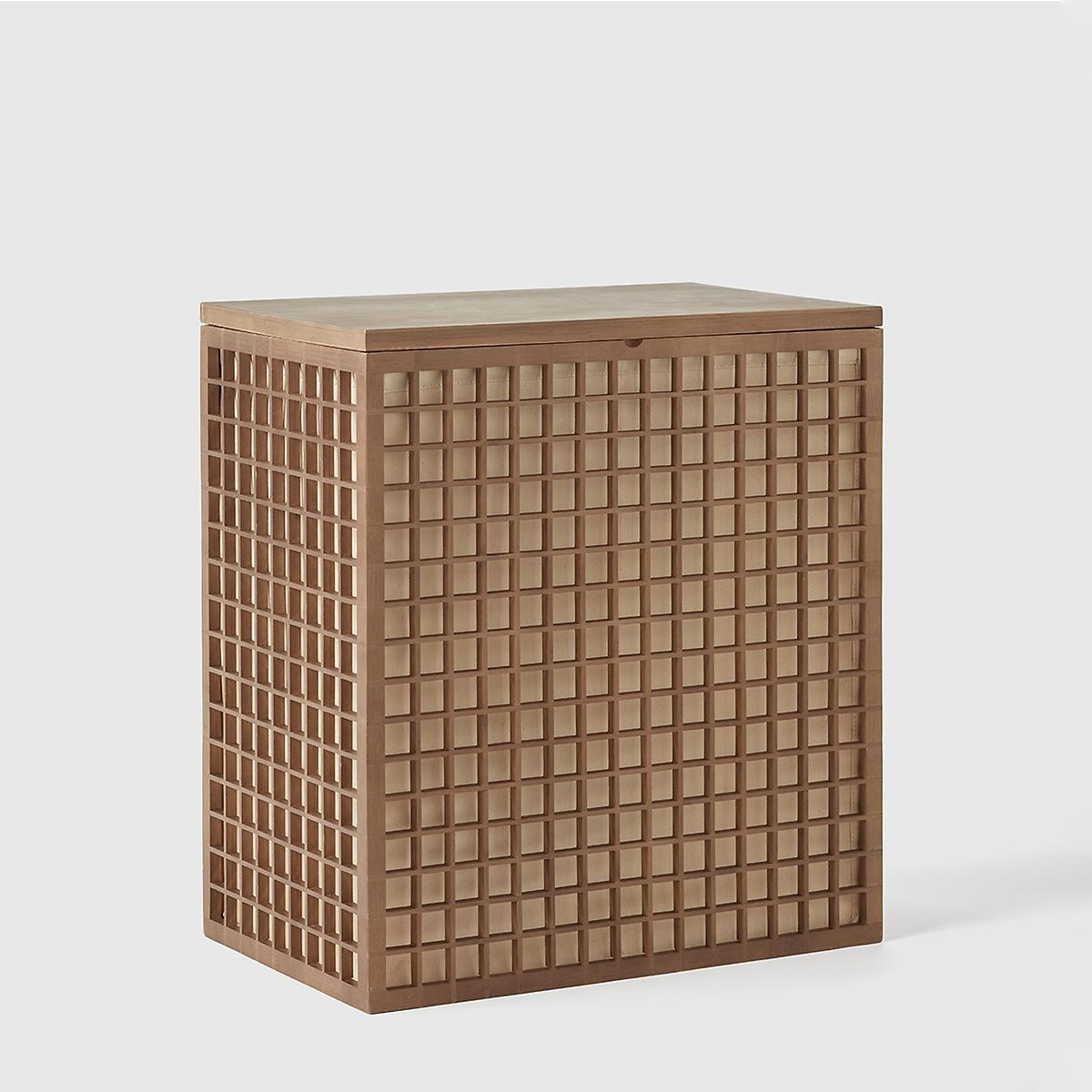 Marie Kondo Kocha Brown Shoji 2-Section Bamboo Hamper | The Container Store