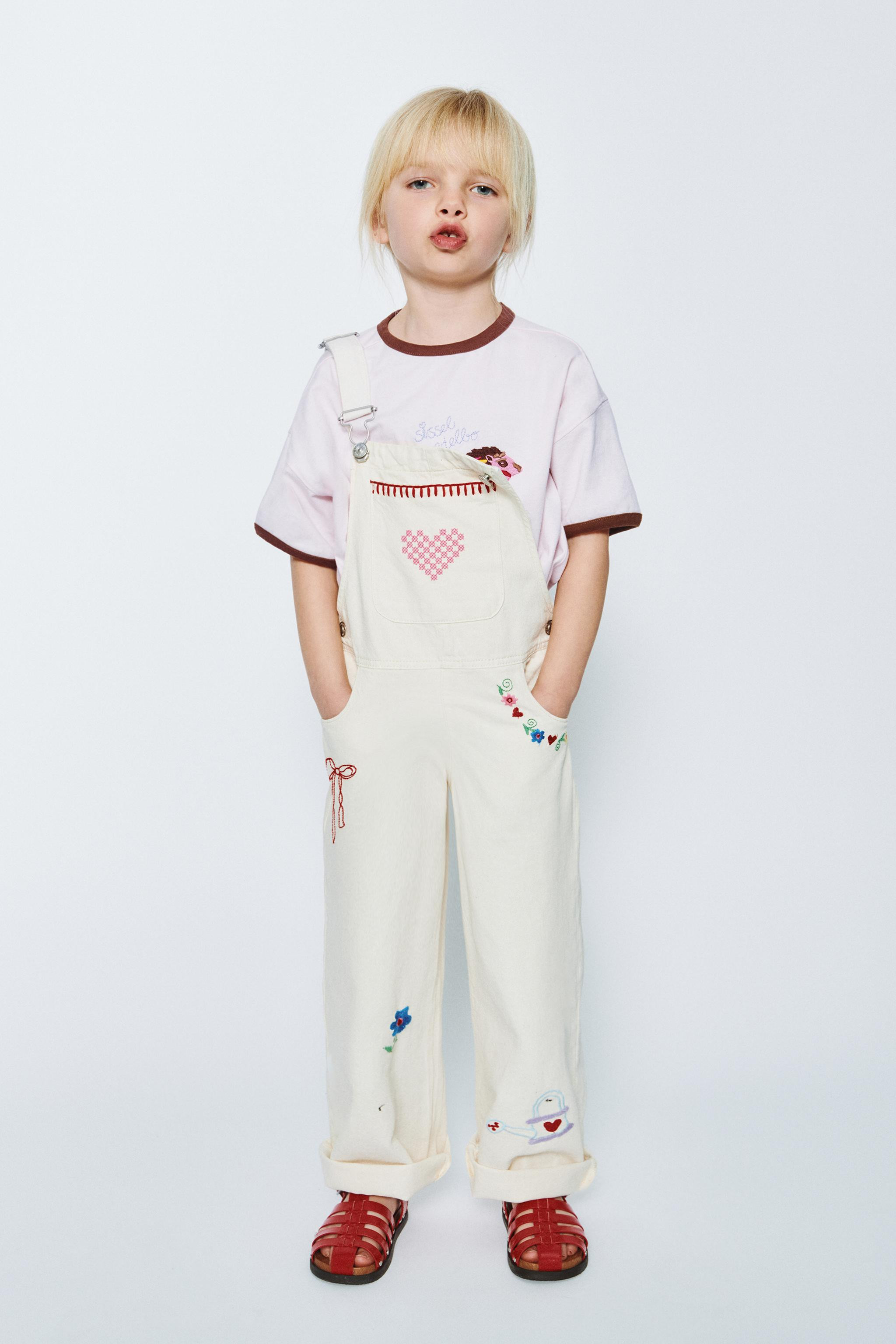 SISSEL EDELBO X ZARA KIDS EMBROIDERED TWILL OVERALLS | Zara US