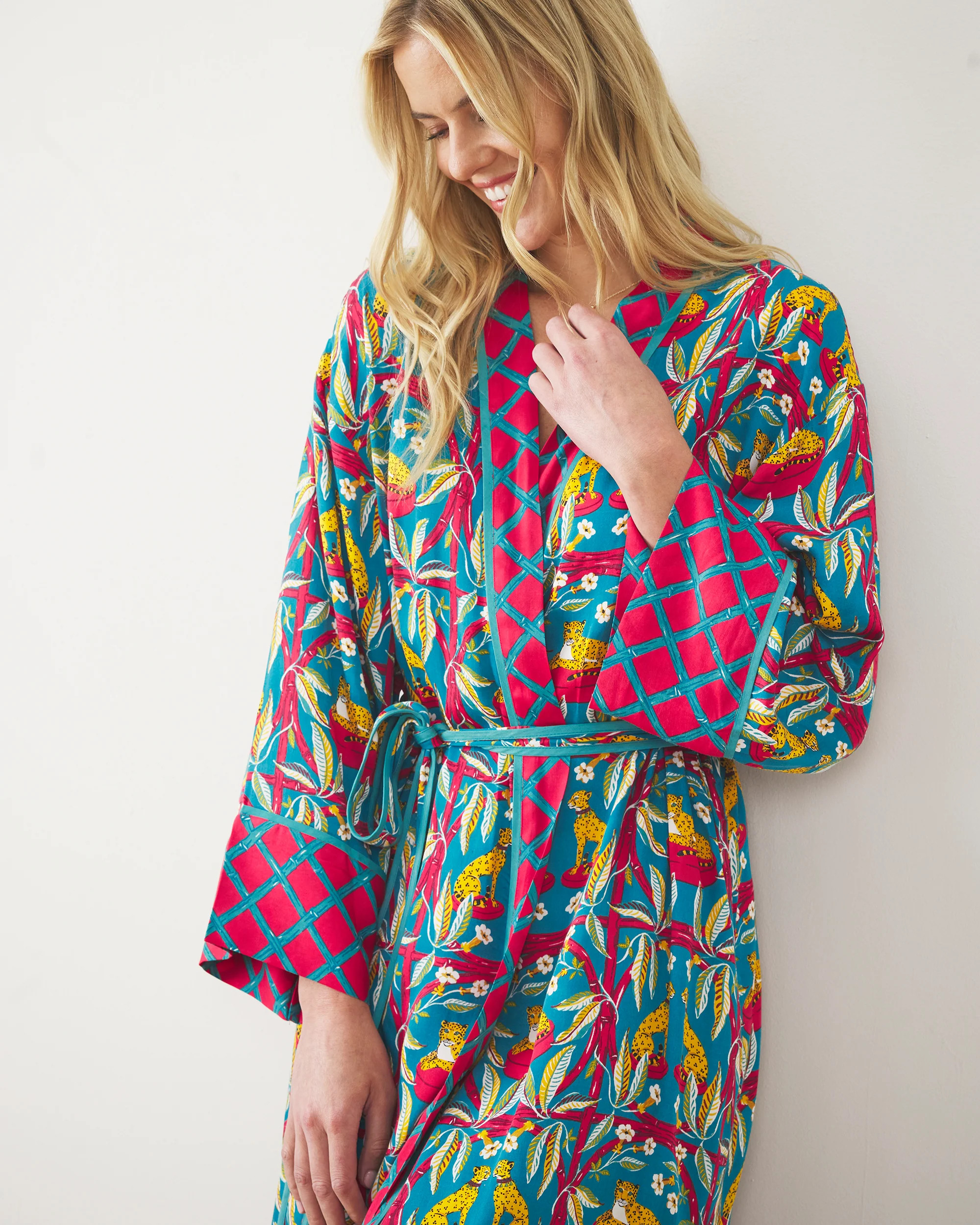 Royal Cheetah - Women's Satin Robe - Ruby & Jade | Printfresh