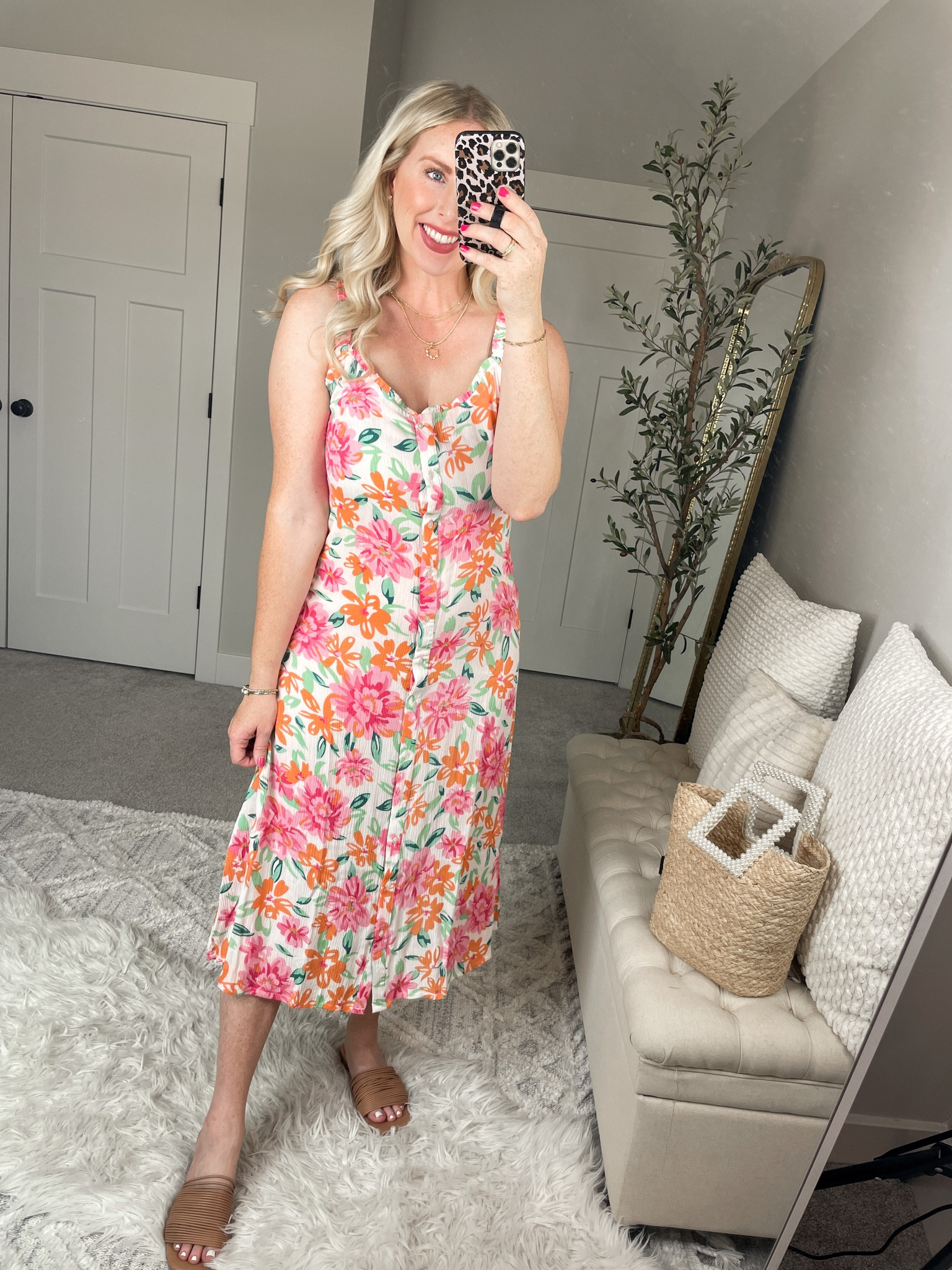 walmart floral midi dress Women's floral long sleeve midi dress with round neck printed pattern  casual everyday wear fabric 100% Polyester