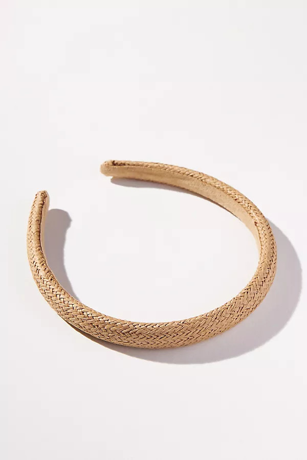 Thin Braided Raffia Headband By By Anthropologie in Beige | Anthropologie (US)