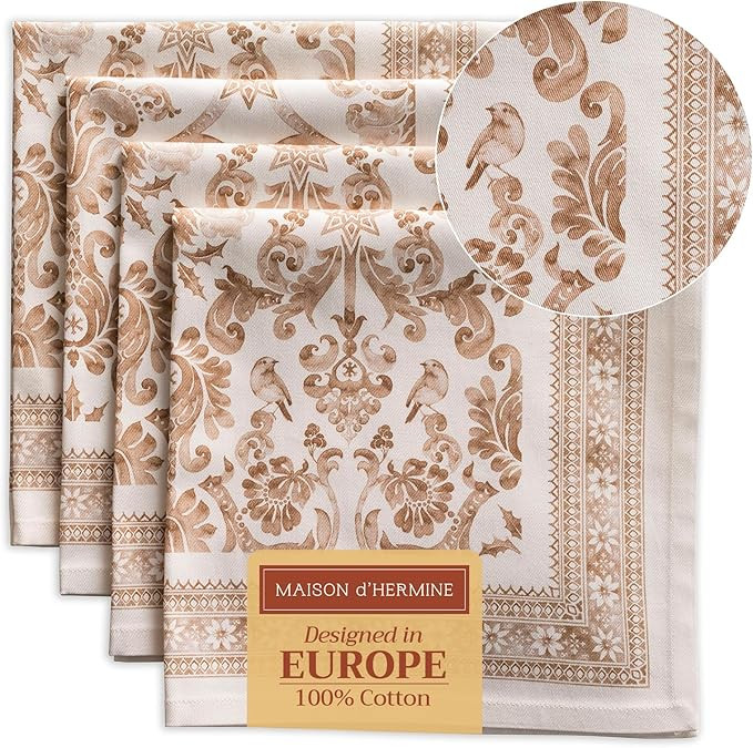 Maison d' Hermine Cloth Napkins Set of 4 100% Cotton for Thanksgiving Christmas Decorations Every... | Amazon (US)
