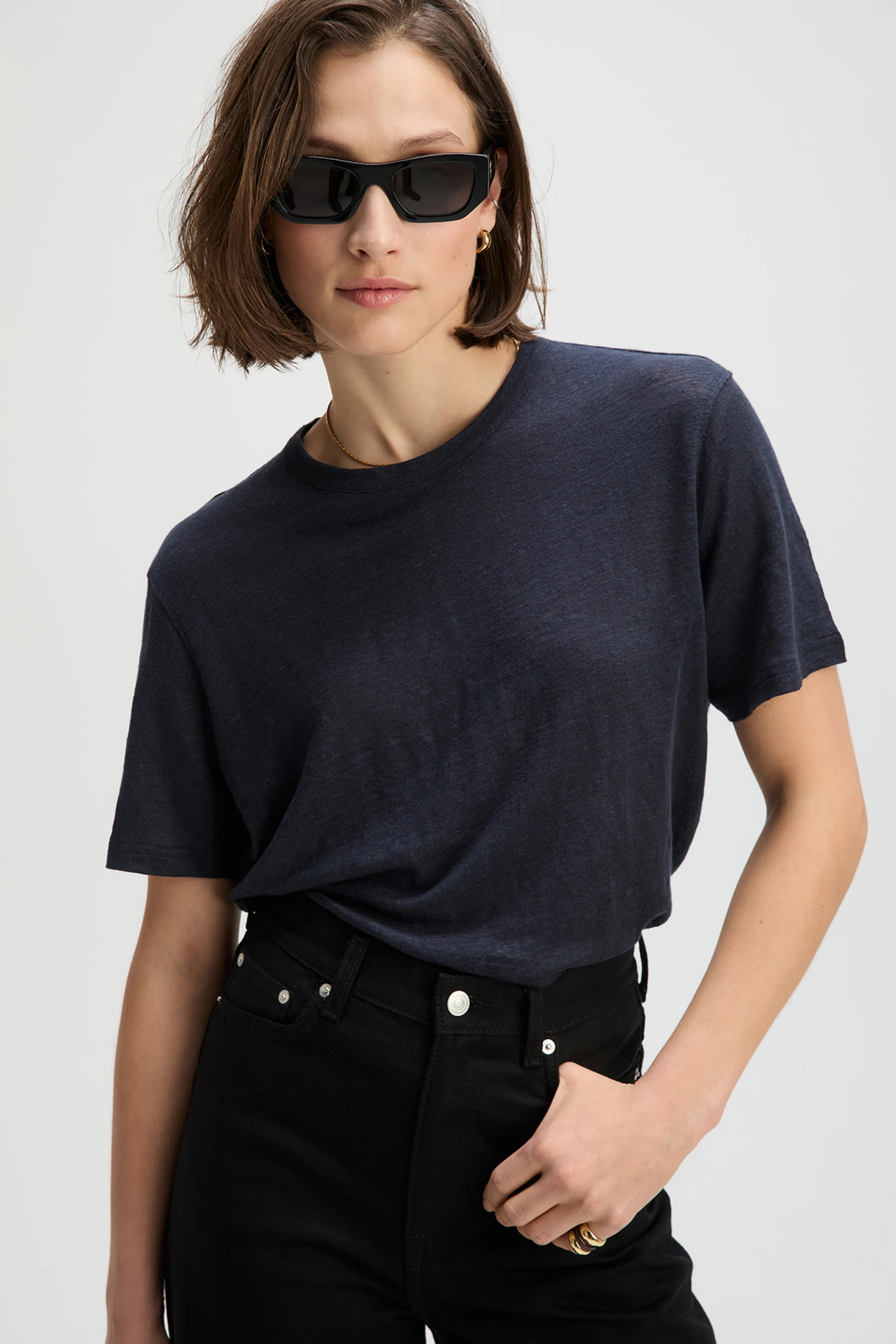 The Linen Perfect Tee in Navy | Sold Out NYC