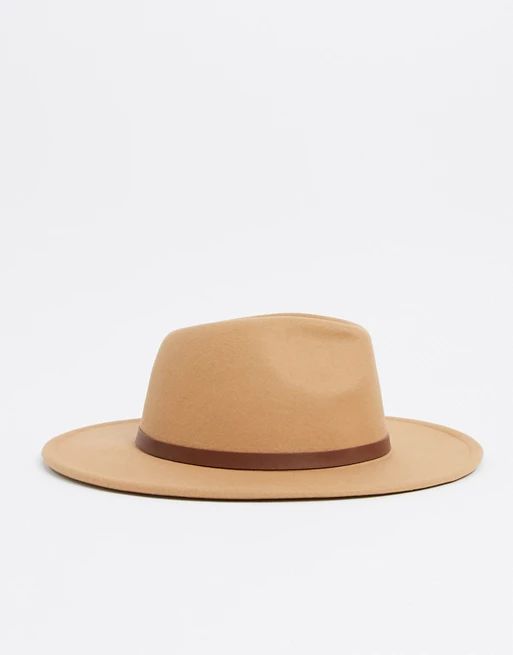 My Accessories London fedora with metal buckle detail in camel | ASOS (Global)