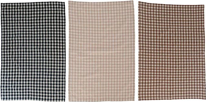Creative Co-Op Cotton Check Pattern, Set of 3 Tea Towel, Multicolored 3 | Amazon (US)