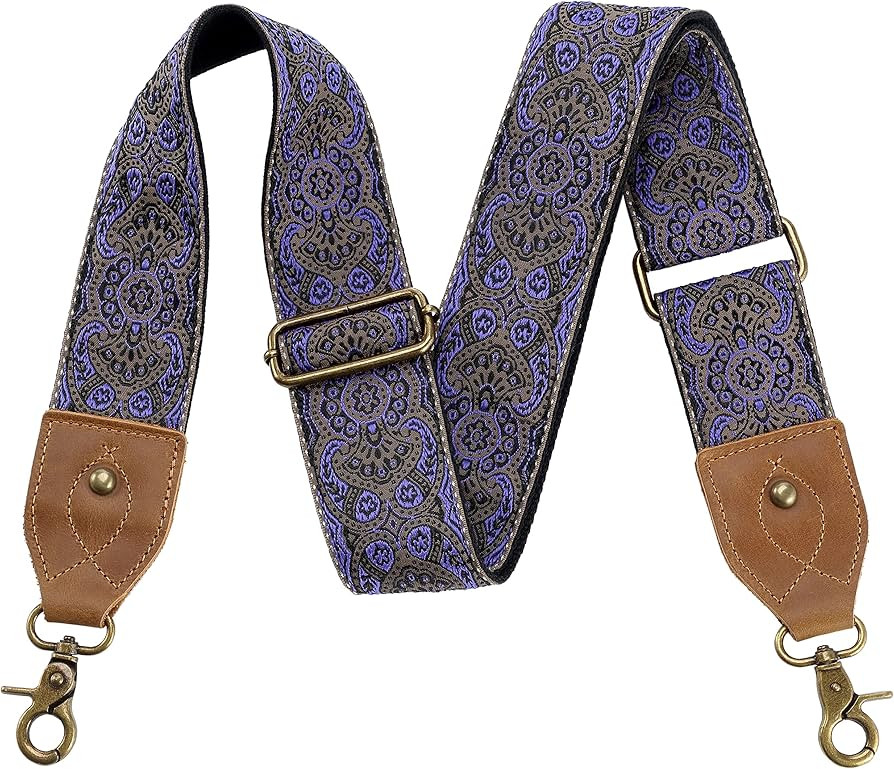 Amazon.com: Purse Strap, 2"Cowhide Head Wide Shoulder Strap Adjustable Replacement,Retro Jacquard... | Amazon (US)