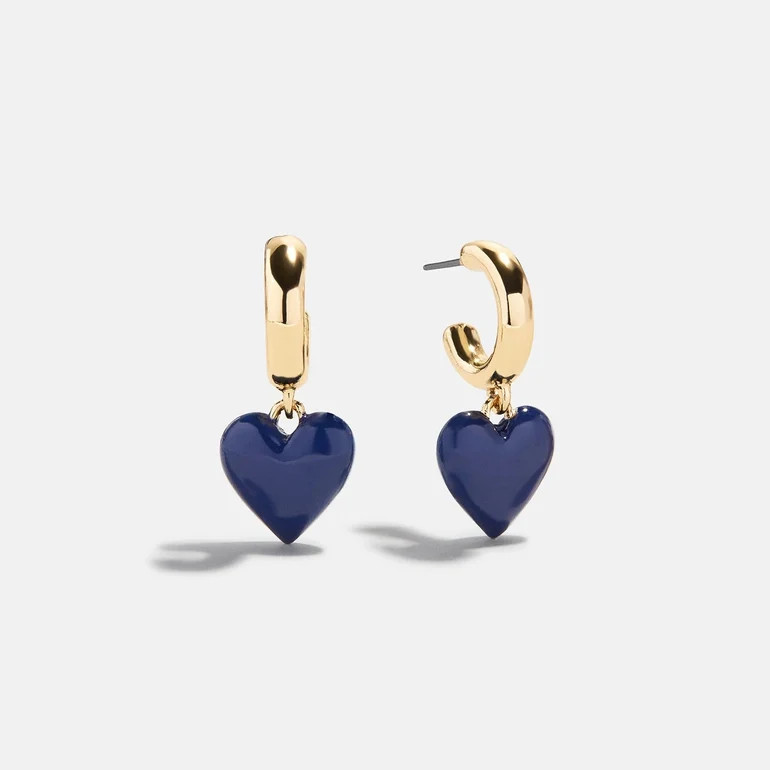 Game Day Heart Drop Earrings - Navy | BaubleBar