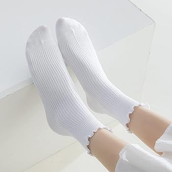 Mcool Mary Calcetines para mujer, con volantes y puños giratorios, informales, transpirables, de... | Amazon (US)